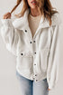 Button Flap Pocket Spread Collar Fleece Jacket